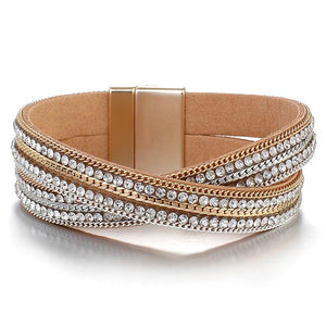 Multilayer Rhinestone Wrap Bracelet Snake Skin Pattern
