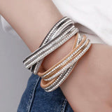Multilayer Rhinestone Wrap Bracelet Snake Skin Pattern
