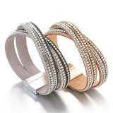 Multilayer Rhinestone Wrap Bracelet Snake Skin Pattern