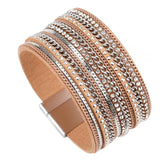 Bohemian Multilayer Charm Crystal Leather Bracelet Cuff Bangle