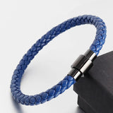 Braided Leather Men Bracelet Stainless Steel Clasp 3 Colors