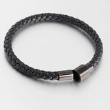 Braided Leather Men Bracelet Stainless Steel Clasp 3 Colors