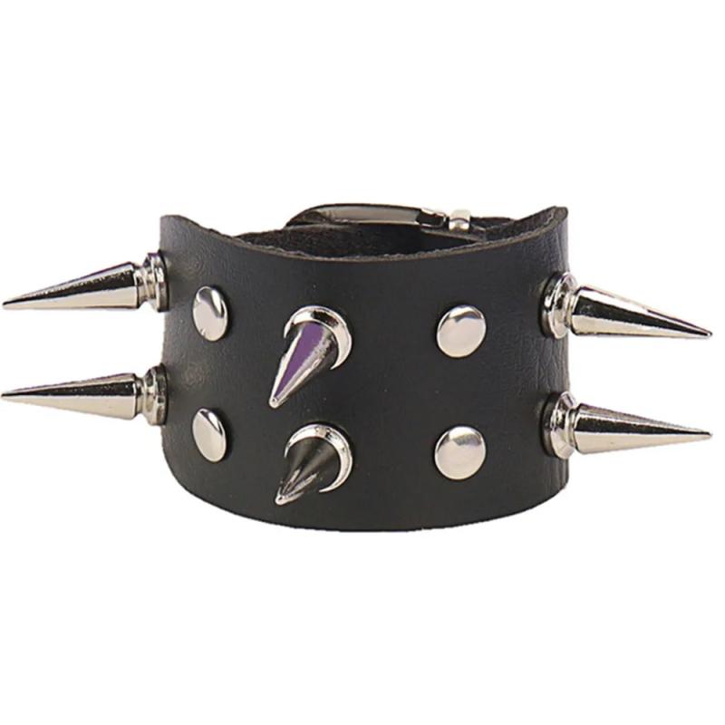 Gothic Rivet Tassel Chain Bracelet Vintage PU Leather