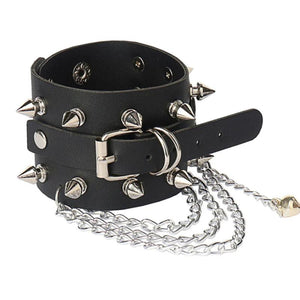 Gothic Rivet Tassel Chain Bracelet Vintage PU Leather