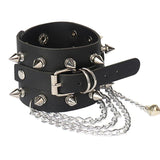 Gothic Rivet Tassel Chain Bracelet Vintage PU Leather