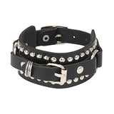 Gothic Rivet Tassel Chain Bracelet Vintage PU Leather