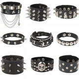 Gothic Rivet Tassel Chain Bracelet Vintage PU Leather