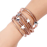 Boho Leather Bracelet with Pentagram Charm