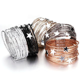 Boho Leather Bracelet with Pentagram Charm