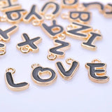 26Pcs Golden Initial Charms Enamel Pendant DIY Jewelry Making