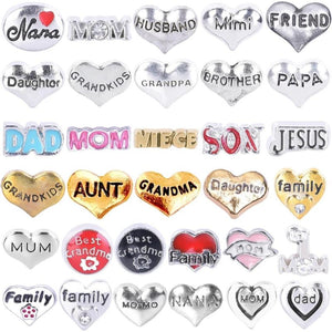 20Pcs/Lot Mix Family Words Mum Mom Momo Grandkids Charms Daughter Jewelry Bulk