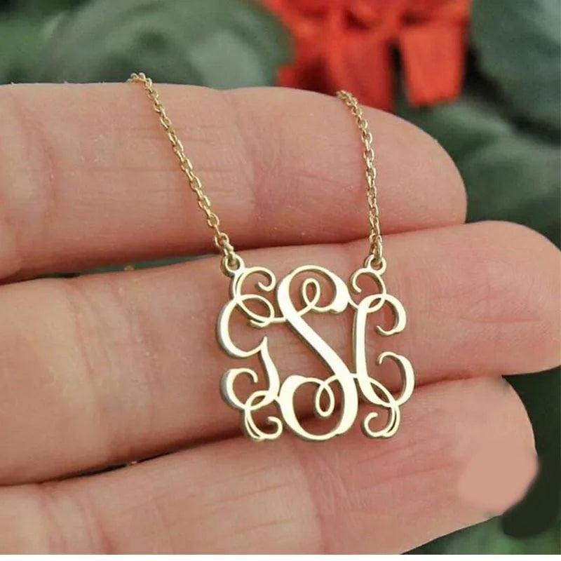 Personalized Monogram Necklace For Women Men Rose Initials Ribbon Letters Choker