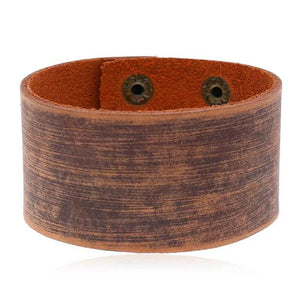 Punk Men's Leather Bracelet Wide Adjustable Wrap Wristband Bangles Men Jewelry