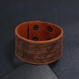 Punk Men's Leather Bracelet Wide Adjustable Wrap Wristband Bangles Men Jewelry