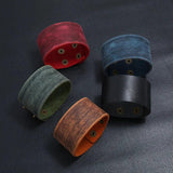 Punk Men's Leather Bracelet Wide Adjustable Wrap Wristband Bangles Men Jewelry