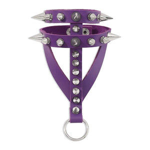 Vintage Purple PU Leather Rivet Bracelet Gothic Cosplay Wrap Bracelet