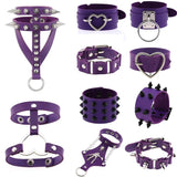Vintage Purple PU Leather Rivet Bracelet Gothic Cosplay Wrap Bracelet