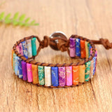 7 Chakra Tube Beads Leather Wrap Bracelet