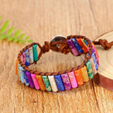 7 Chakra Tube Beads Leather Wrap Bracelet