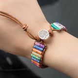 7 Chakra Tube Beads Leather Wrap Bracelet