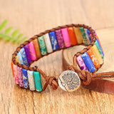 7 Chakra Tube Beads Leather Wrap Bracelet