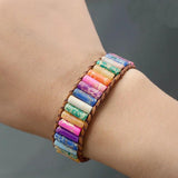 7 Chakra Tube Beads Leather Wrap Bracelet