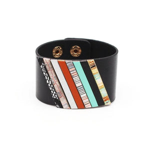 Multicolor Geometric PU Leather Bracelets for Women Girl Bangle
