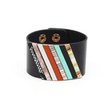 Multicolor Geometric PU Leather Bracelets for Women Girl Bangle