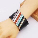 Multicolor Geometric PU Leather Bracelets for Women Girl Bangle