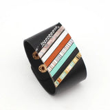 Multicolor Geometric PU Leather Bracelets for Women Girl Bangle