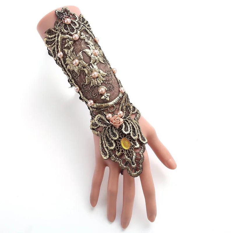 Golden Lace Arm Sleeve Oversleeve Dance Accessories