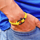 Men Rope Bracelet Double Layer Nylon Stainless Steel Outdoor Camping Jewelry