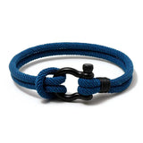 Men Rope Bracelet Double Layer Nylon Stainless Steel Outdoor Camping Jewelry
