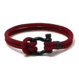 Men Rope Bracelet Double Layer Nylon Stainless Steel Outdoor Camping Jewelry