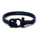 Men Rope Bracelet Double Layer Nylon Stainless Steel Outdoor Camping Jewelry