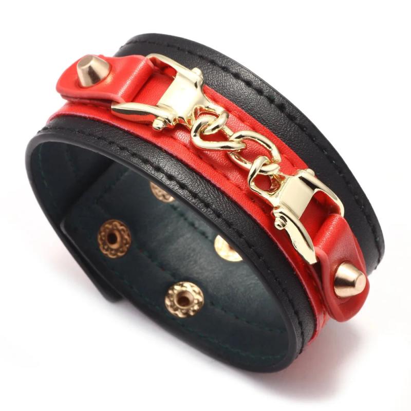 Charm Women Leather Bracelet Alloy Ladies Street Beat Leather Bracelet