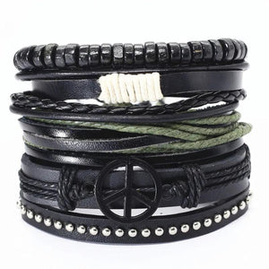 Punk Vintage Guitar Charm Leather Bracelets Men Women Femme Homme Wrap Jewelry