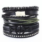 Punk Vintage Guitar Charm Leather Bracelets Men Women Femme Homme Wrap Jewelry