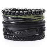 Punk Vintage Guitar Charm Leather Bracelets Men Women Femme Homme Wrap Jewelry
