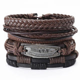 Punk Vintage Guitar Charm Leather Bracelets Men Women Femme Homme Wrap Jewelry