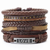 Punk Vintage Guitar Charm Leather Bracelets Men Women Femme Homme Wrap Jewelry