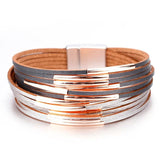 Retro Leather Wrap Bracelets Metal Pipe Bracelets Boho Wide Bracelet Femme