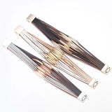 Retro Leather Wrap Bracelets Metal Pipe Bracelets Boho Wide Bracelet Femme