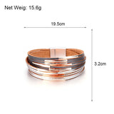 Retro Leather Wrap Bracelets Metal Pipe Bracelets Boho Wide Bracelet Femme