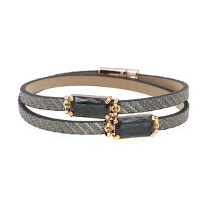 6 Colors Women Leather Glass Wrap Bracelets Party Jewelry