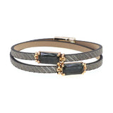 6 Colors Women Leather Glass Wrap Bracelets Party Jewelry