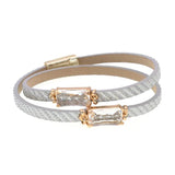 6 Colors Women Leather Glass Wrap Bracelets Party Jewelry