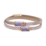 6 Colors Women Leather Glass Wrap Bracelets Party Jewelry