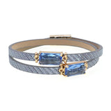 6 Colors Women Leather Glass Wrap Bracelets Party Jewelry