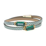 6 Colors Women Leather Glass Wrap Bracelets Party Jewelry